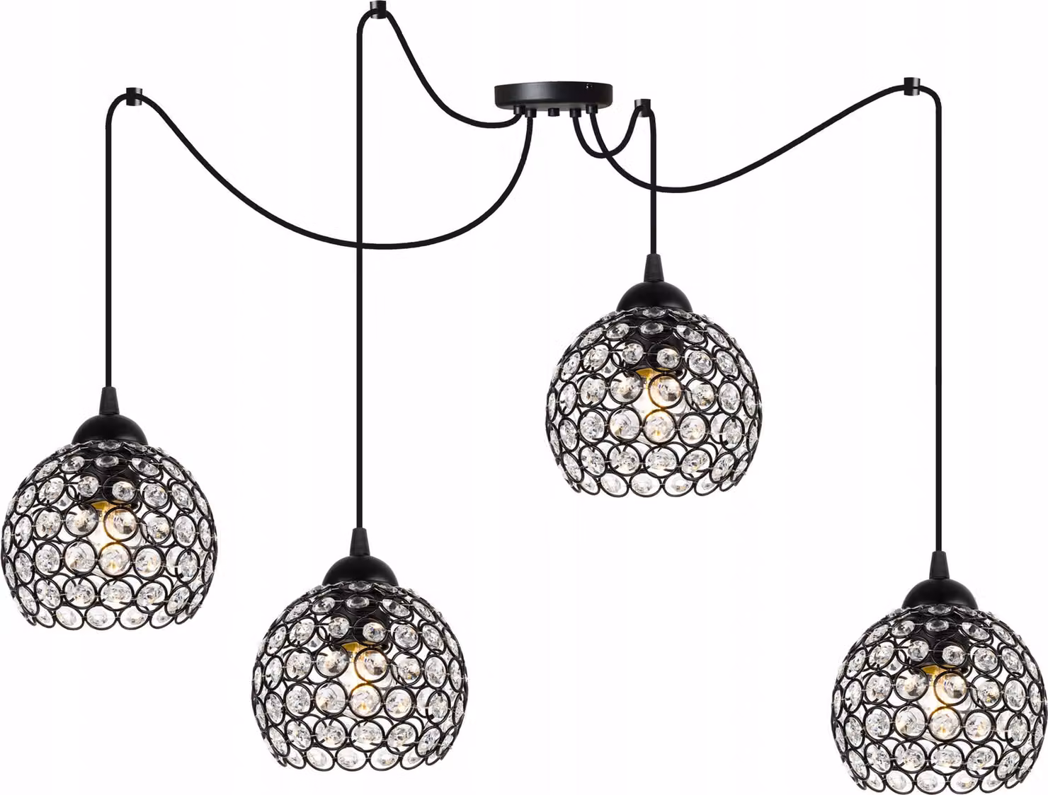 Lampadario A Sospensione Spider, Piastra In Cristallo