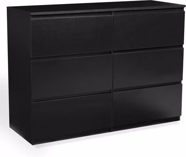 IDMarket - TOMI Cassettone a 6 cassetti da 110 cm in legno nero