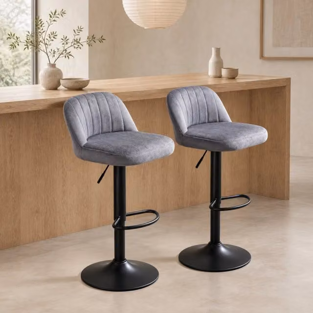 Set di 2 sgabelli da bar regolabili 43x45x101 cm in acciaio e poliestere grigio –
