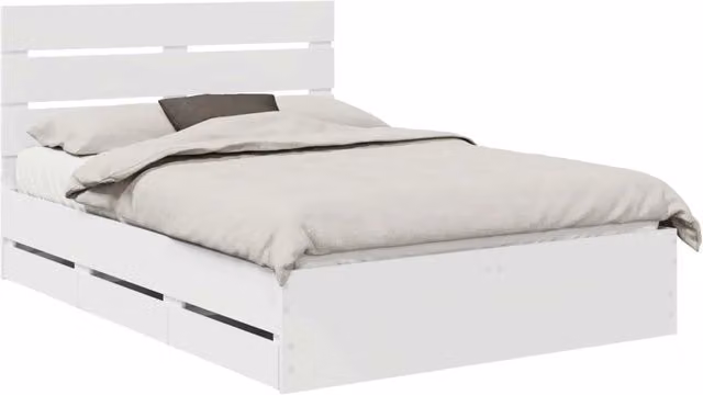 Letto matrimoniale | Letto per adulti | Struttura del letto Bianco 140 x 190 cm Legno Ingegnerizzato