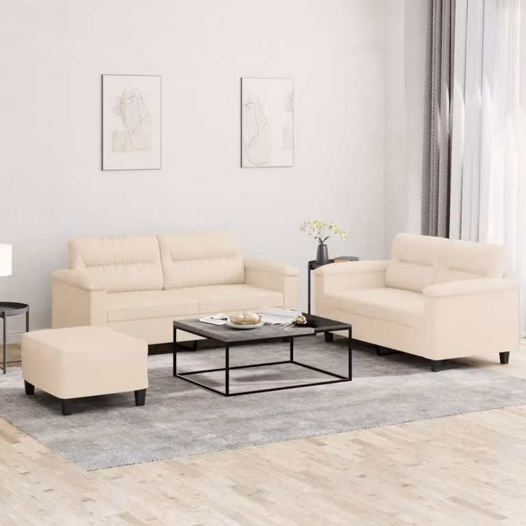 Maison Exclusive - Set divano 3 pezzi con cuscini in microfibra beige
