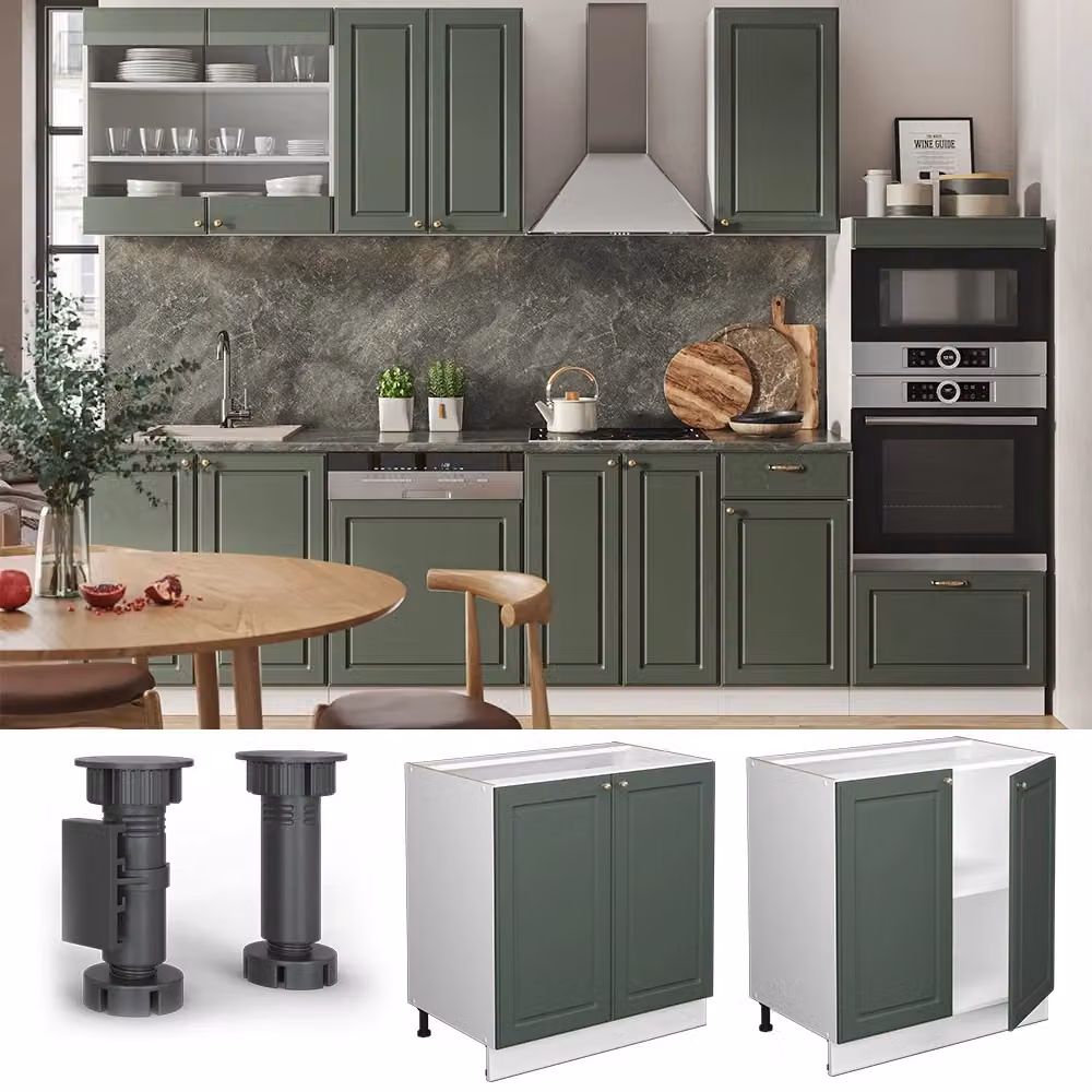 Mobiletto base cucina Vicco Fame-Line stile country verde oro e bianco con ante a battente L: 80 cm – 2