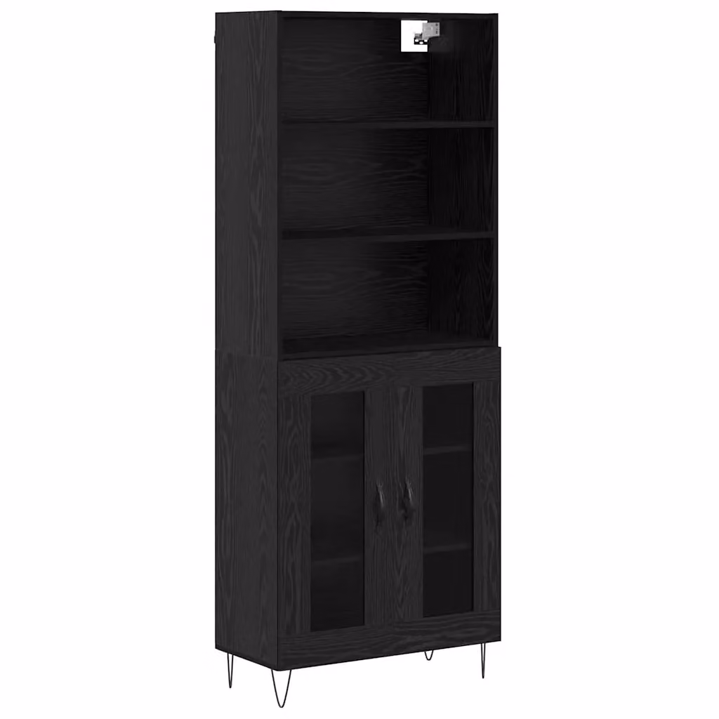 Set di 2 credenze moderne vidaXL in rovere nero, L/P/H: 69,5 x 34 x 180 cm – 2