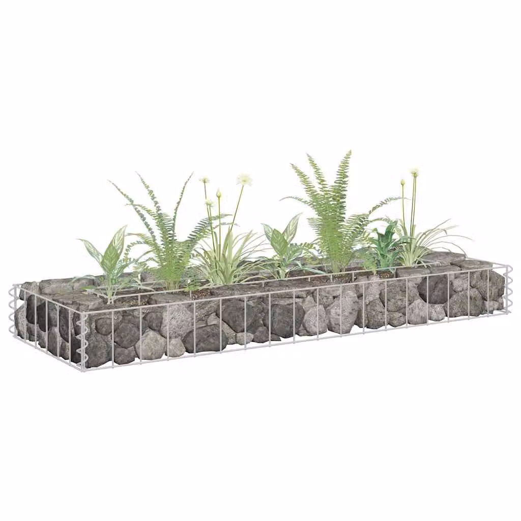 vidaXL Letto Rialzato a Gabbione in Acciaio Zincato Grigio L 90 cm x P 30 cm x H 10 cm