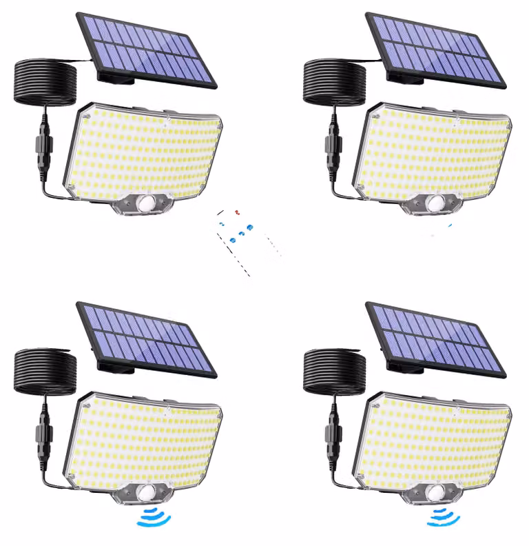 Sensori di movimento per lampade da parete solari, design impermeabile, modalità regolabili, confezione da 4 pezzi