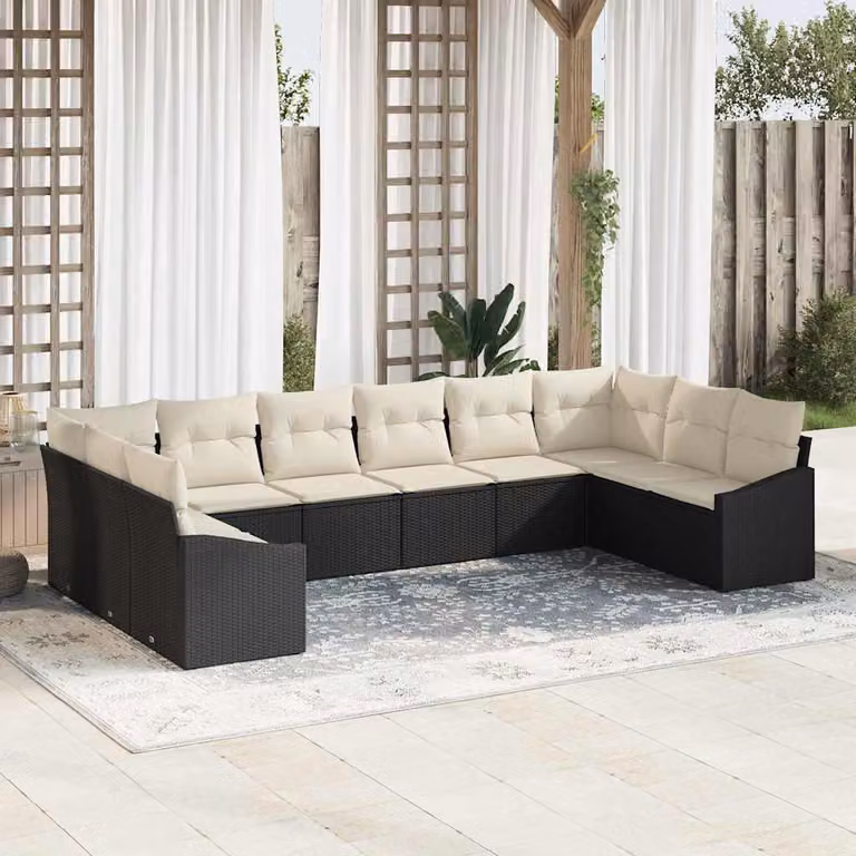 Maison Exclusive - Set di divani da esterno, 10 pezzi, colore nero [Materiale sintetico]: rattan sintetico