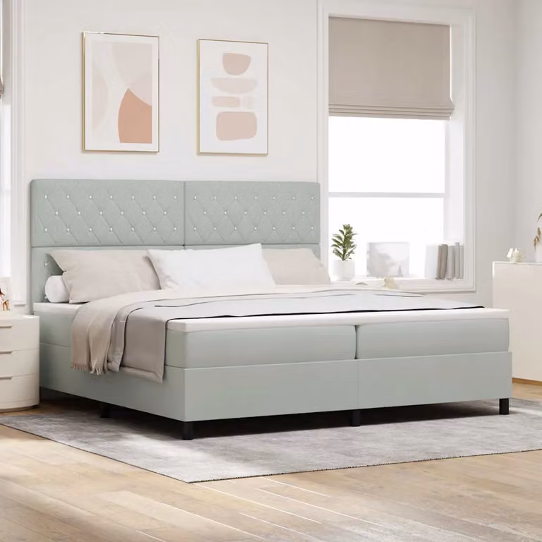 Letto moderno vidaXL in velluto grigio con illuminazione LED sottostante L 200 x P 200 cm