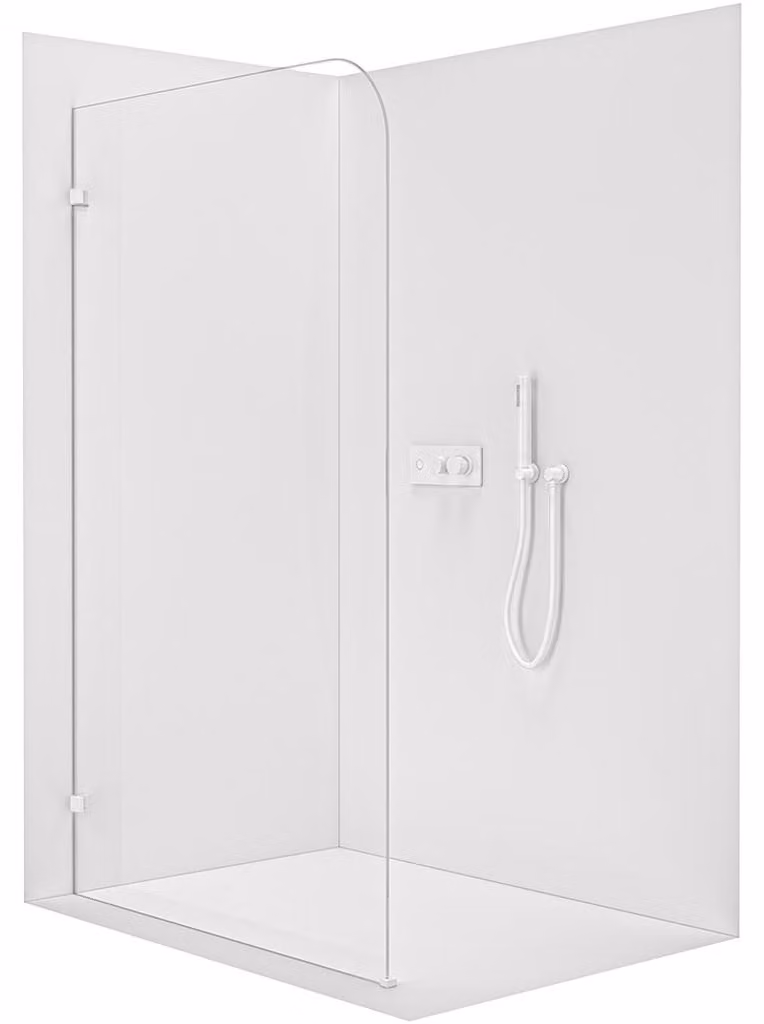 CERANO - Box doccia Walk-in Orbis L/P - 8 mm - bianco opaco, vetro trasparente - 90x200 cm