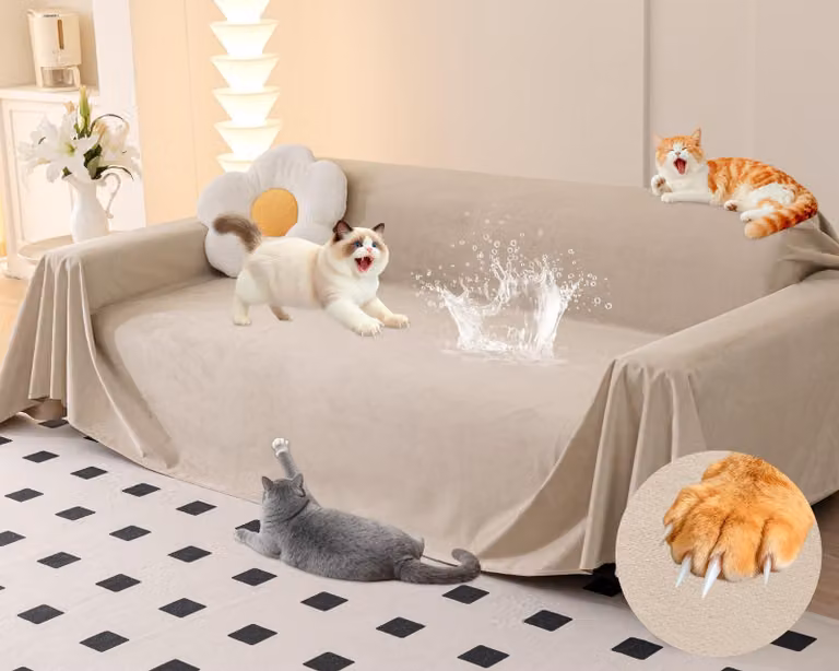 Copertura per divano ultra-morbida, color marrone chiaro, dimensioni 380x180 cm