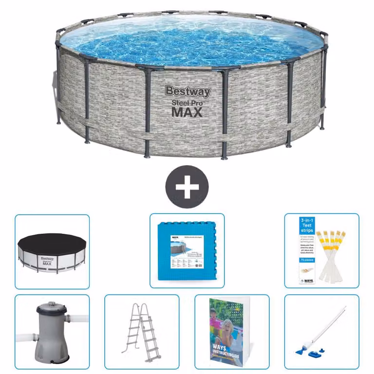 Piscina gonfiabile Bestway Steel Pro MAX, rotonda, 427x122 cm, composta da 6 parti, modello S531
