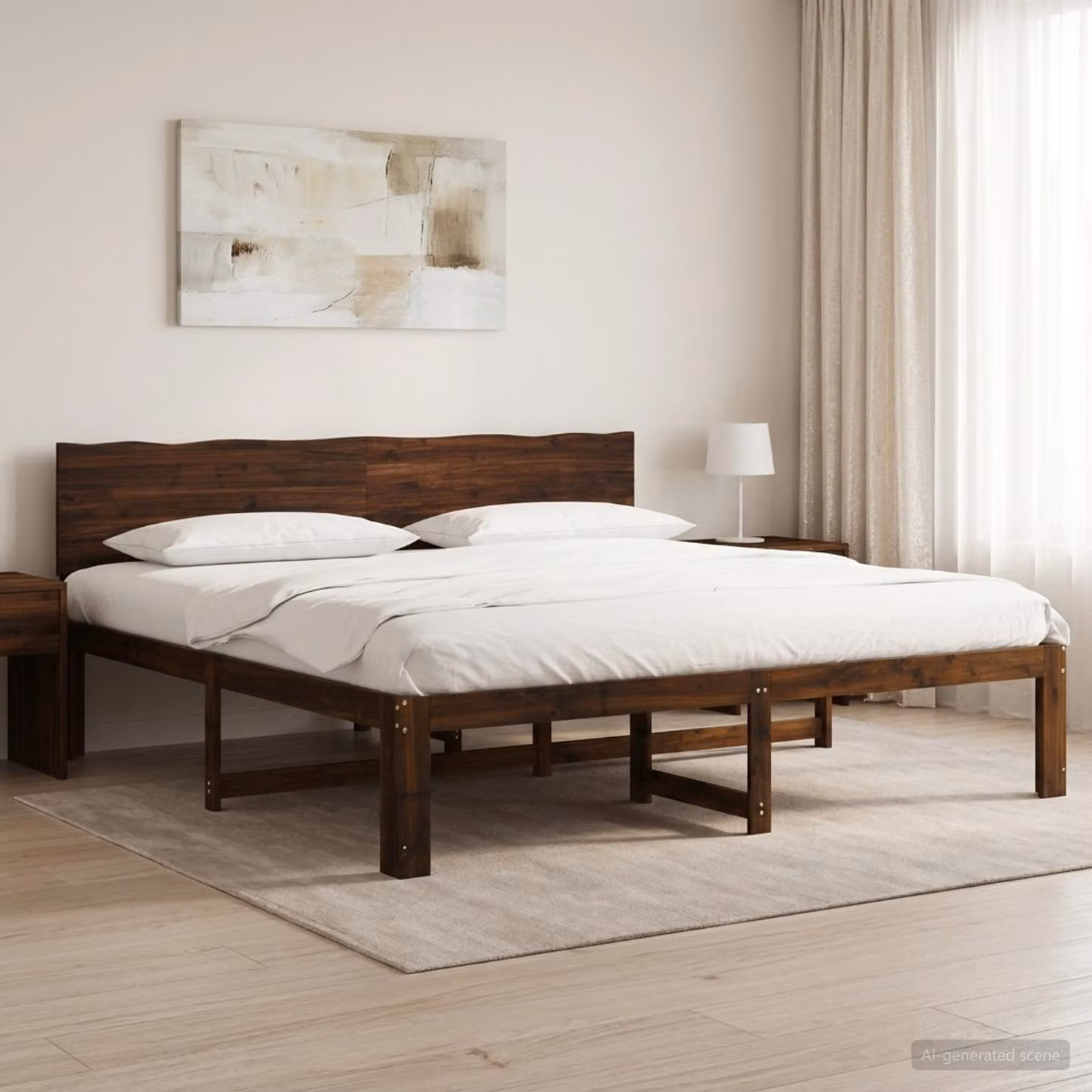 Letto matrimoniale con testiera vidaXL ROSTOCK in legno di acacia marrone scuro L/P/H: 205.5 x 204.0 x 140.0 cm