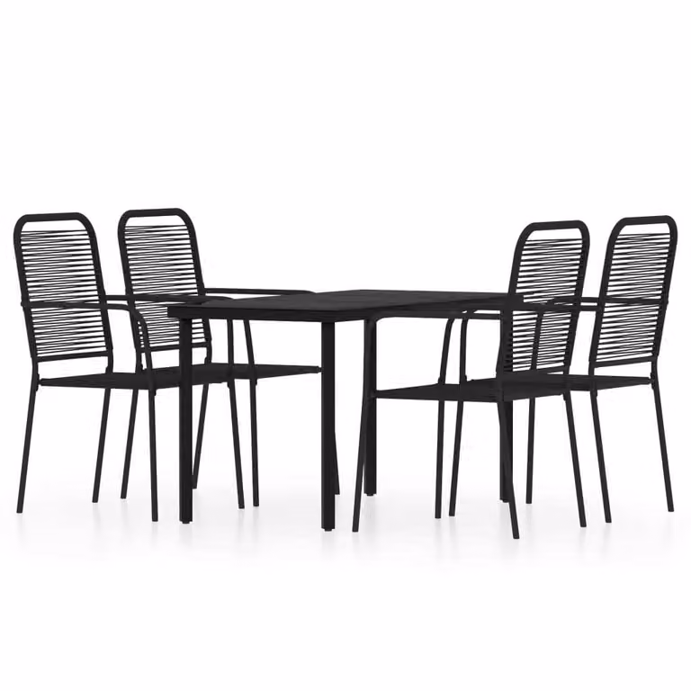 Set Mobili da Pranzo per Giardino 5 pz Nero
