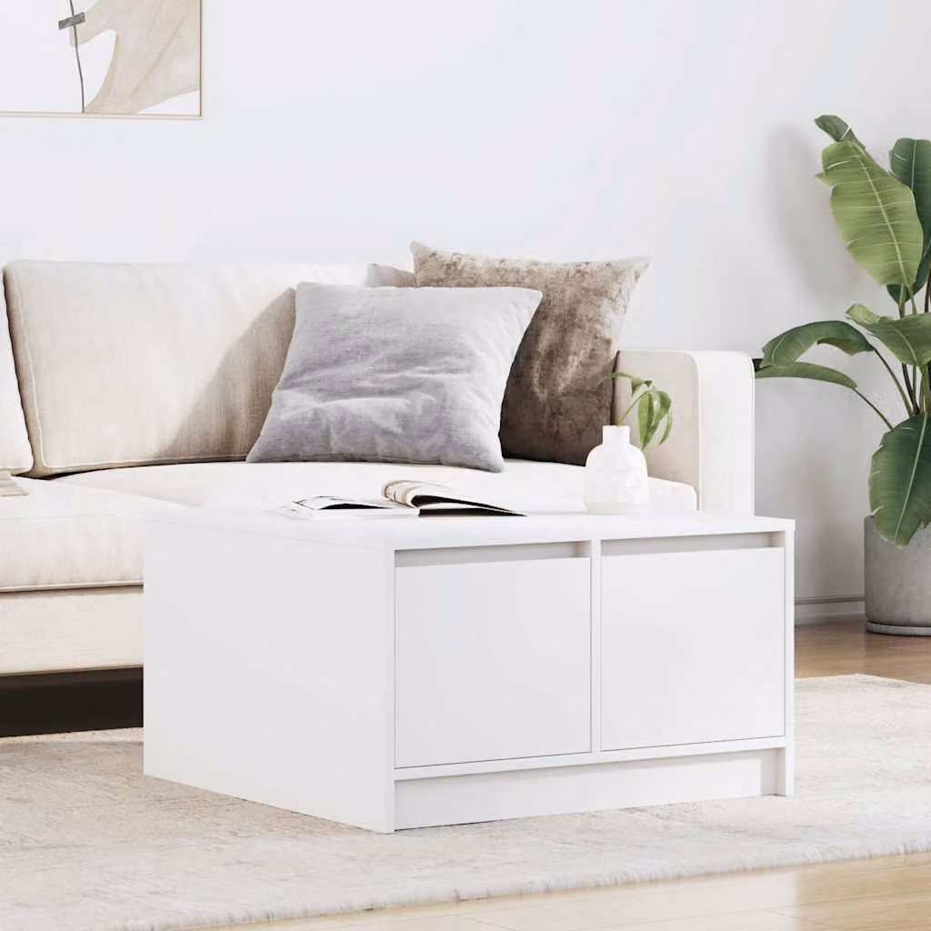 vidaXL Tavolino da Salotto Moderno con Cassetti Bianco L: 70,5 cm, P: 70,5 cm, H: 40 cm