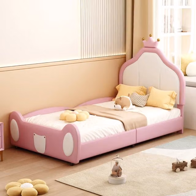 letto imbottito ecopelle rosa 90 x 200 cm