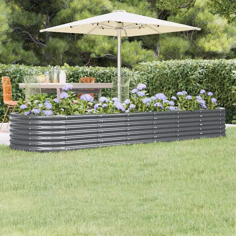 Letto da giardino rialzato vidaXL in acciaio zincato antracite L: 296 cm, P: 80 cm, H: 36 cm