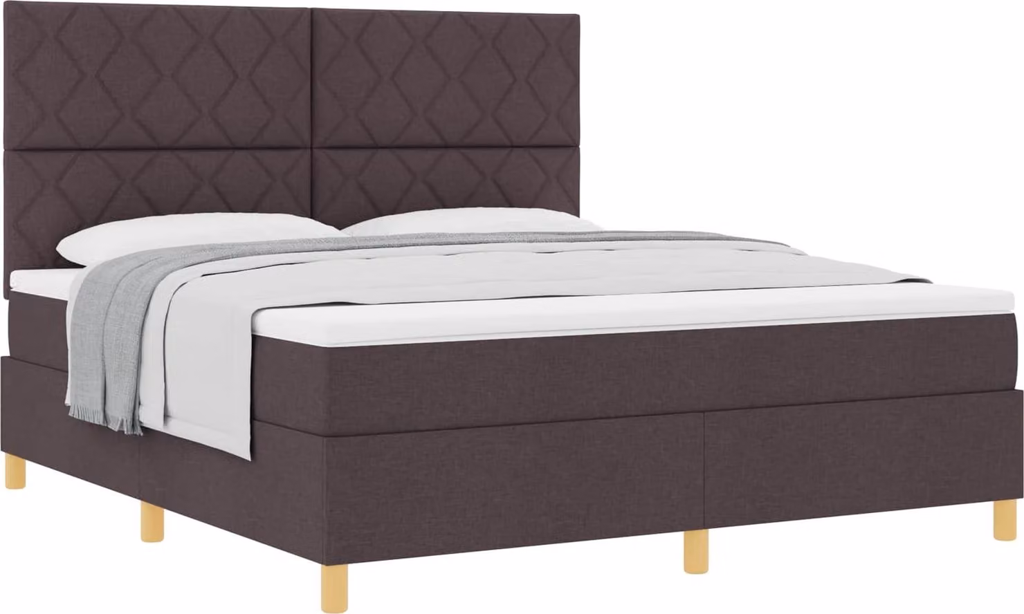Letto a molle con materasso marrone scuro 180 x 200 cm in tessuto