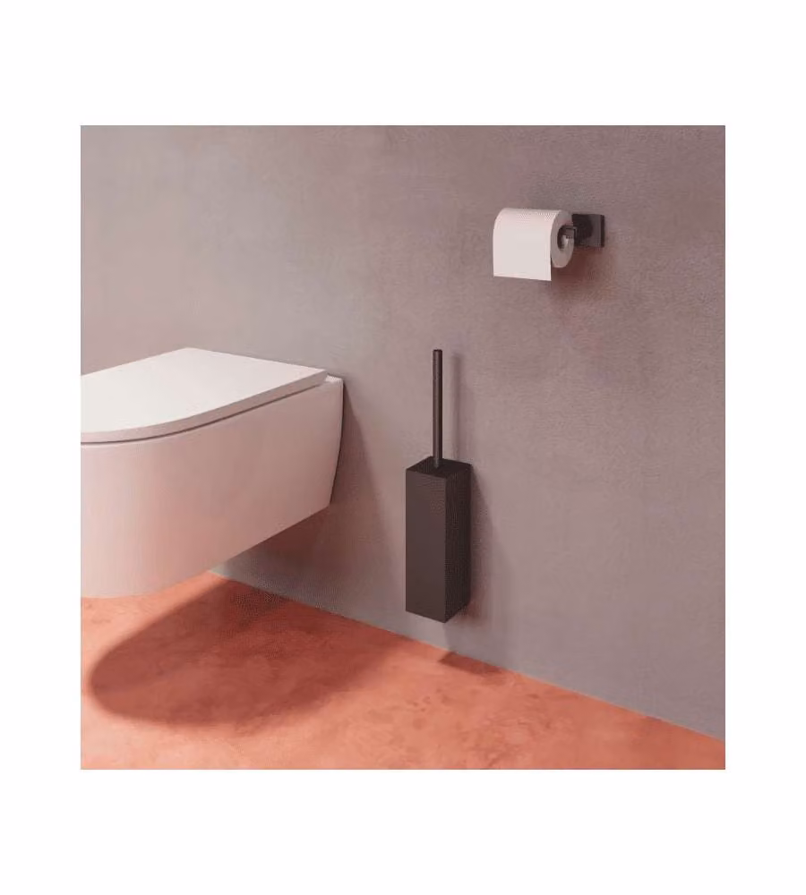 Portascopino da Terra in Acciaio Inox Nera Opaca 44 cm