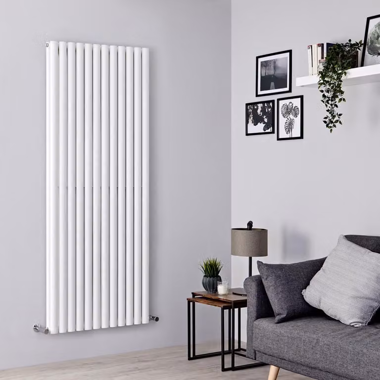 Radiatore Verticale Doppio di Design Bianco Colonne Ovali 2200W Termosifone Alto Rendimento - Revive