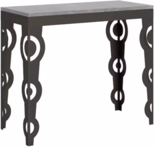 Consolle allungabile 90x40/196 cm Karamay Small Evolution cemento telaio e gambe antracite