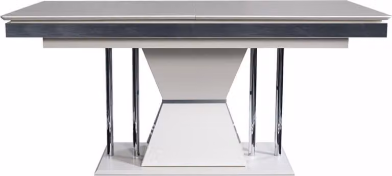 Casa Padrino tavolo da pranzo Art Deco bianco/grigio/argento 164 x 92 x h. 77 cm - Tavolo da sala da pranzo - Tavolo da cucina - Mobili da sala da pranzo Art Deco nobile