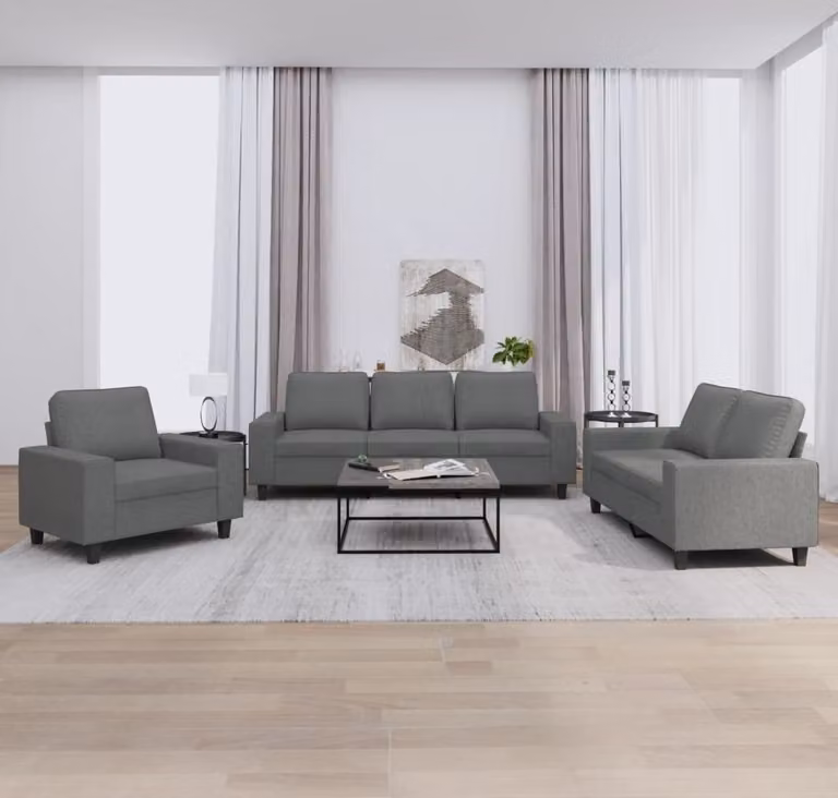 Maison Exclusive - Set divano 3 pezzi in tessuto grigio scuro