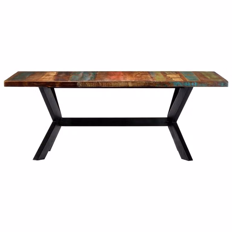 vidaXL Tavolo da pranzo 200x100x75 cm in legno massiccio antico