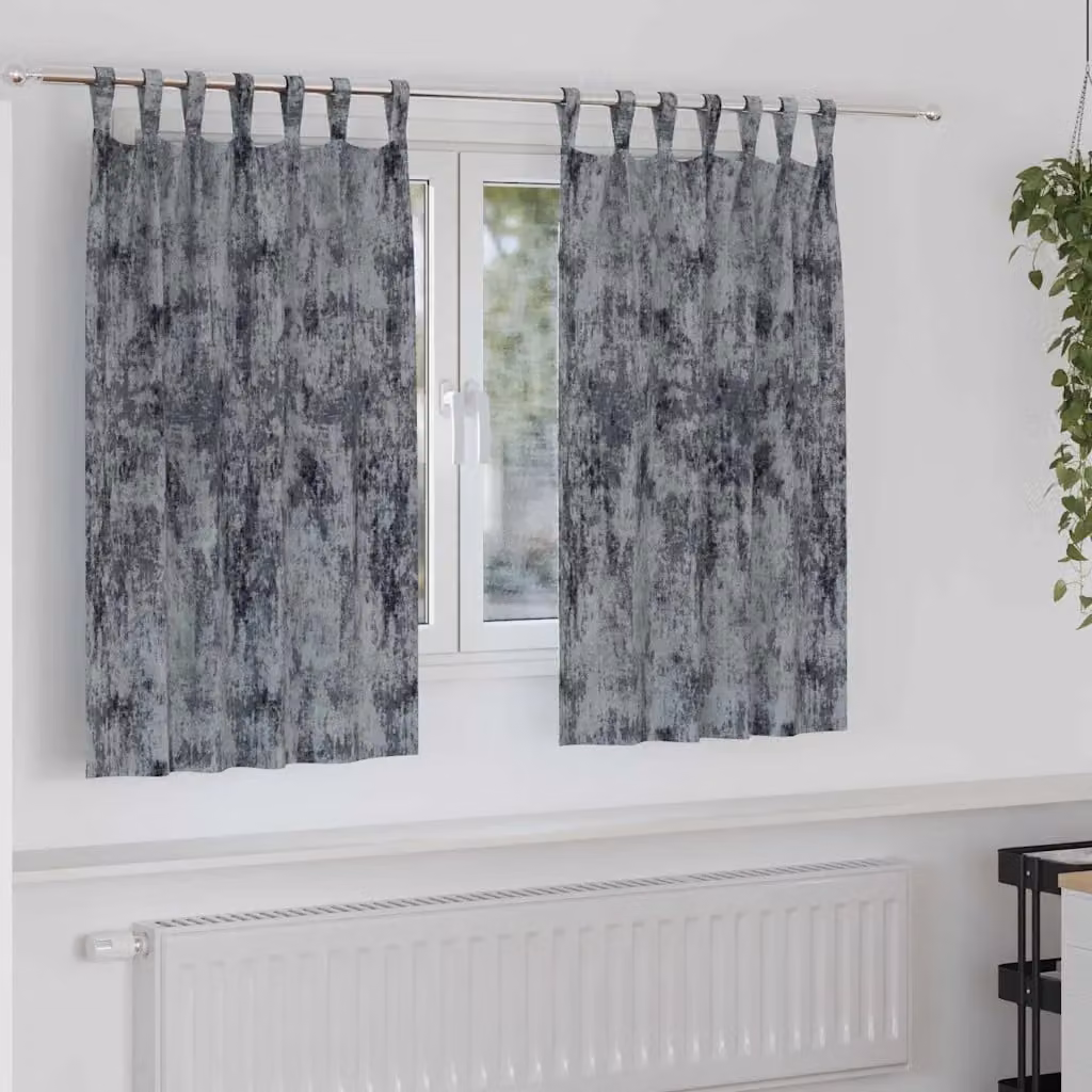 Set di 2 tende in velluto vidaXL oscuranti e termoisolanti, colore grigio argento, L: 140 cm x H: 140 cm