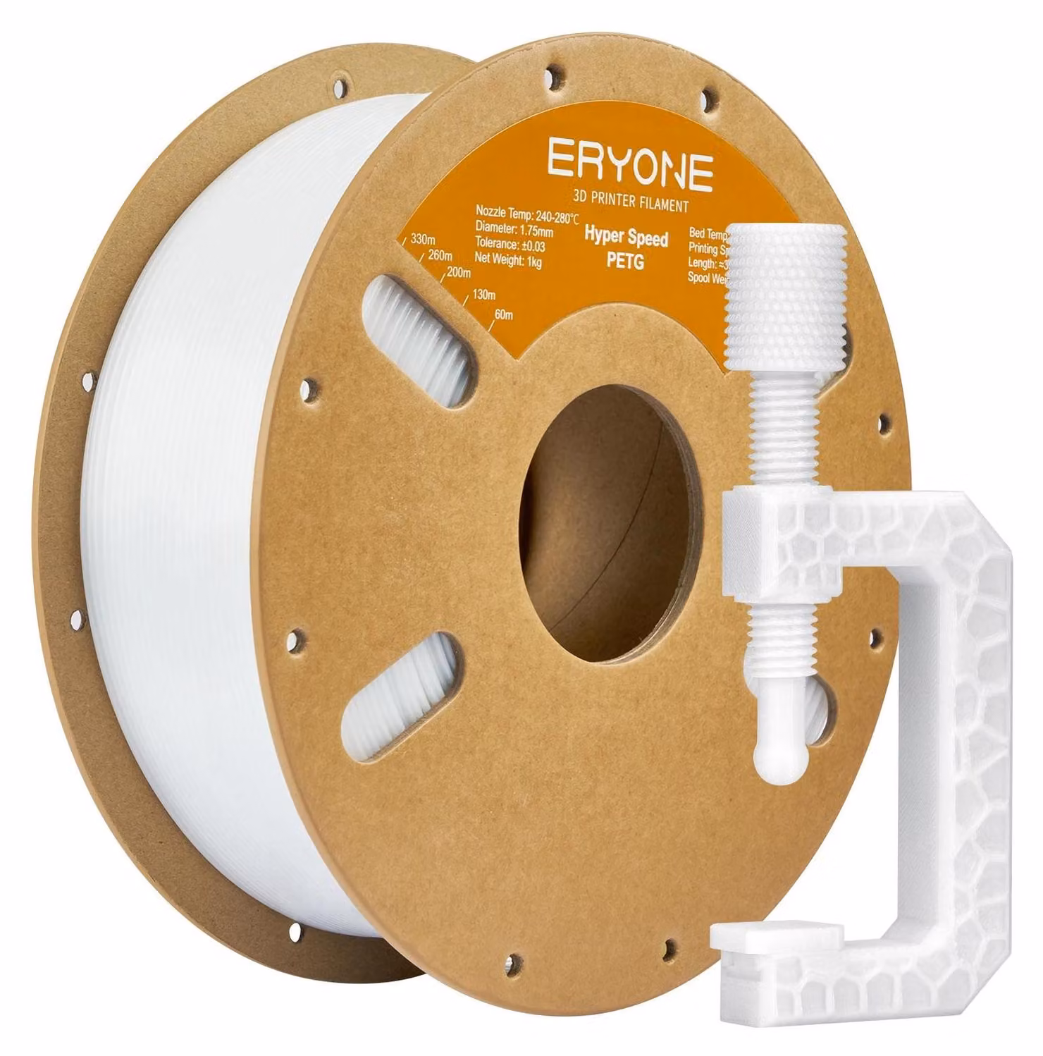 Filamento per stampa 3D, materiale PETG, prestazioni ad alta velocità, bianco