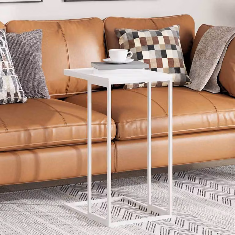 vidaXL Tavolino da Salotto Moderno Bianco in Legno e Metallo L/P/H: 40 x 30 x 59 cm