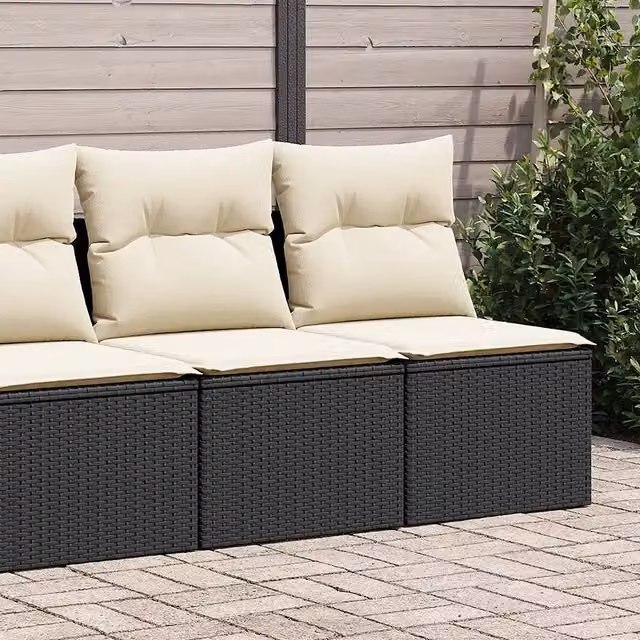 Set di 2 divani da giardino vidaXL in rattan e metallo con cuscini bianchi e neri