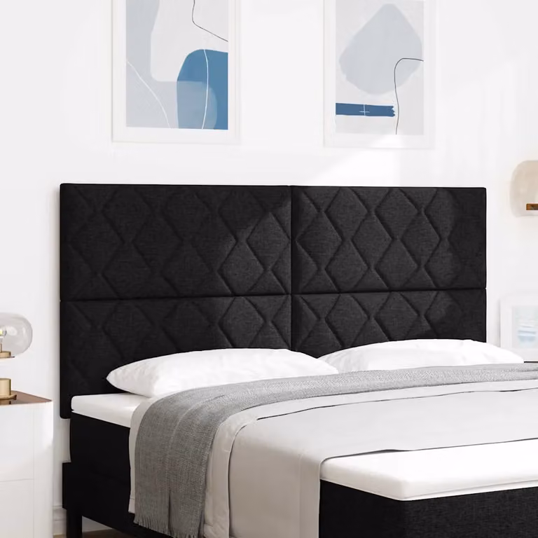 Testiera per letto vidaXL in tessuto nero con illuminazione LED integrata e porta di ricarica USB, larghezza: 180 cm