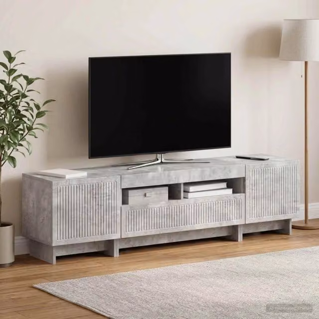 Mobile TV LED a 5 pezzi Grigio Cemento Legno ingegnerizzato 3416419