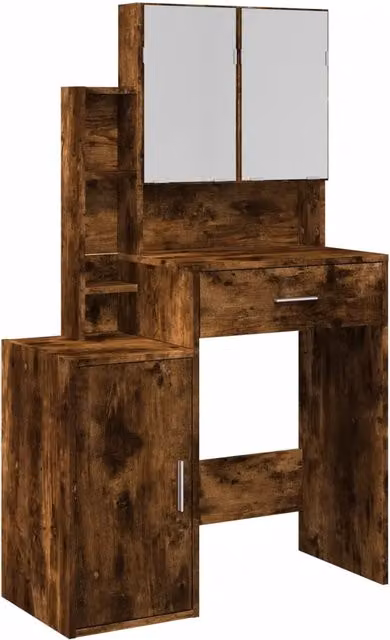 Toeletta moderna con armadietto in rovere fumo marrone L: 80 cm, P: 35 cm, H: 132 cm – 1