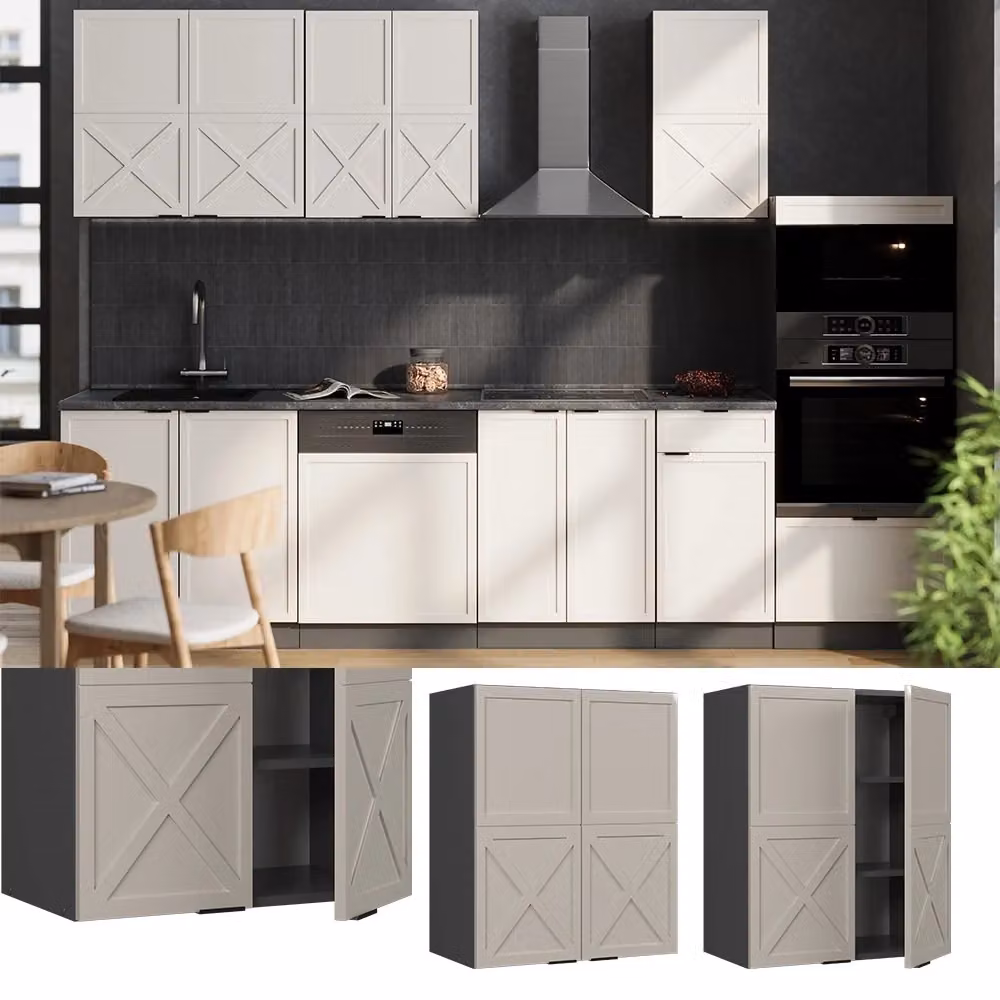 Pensile da cucina Vicco Fame-Line moderno in MDF, Grigio/Beige/Antracite, L: 60 cm – 2