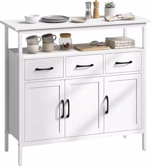 Mobile contenitore Xylo con 3 ante e 3 cassetti bianco opaco L/P/H: 95 x 35 x 88 cm