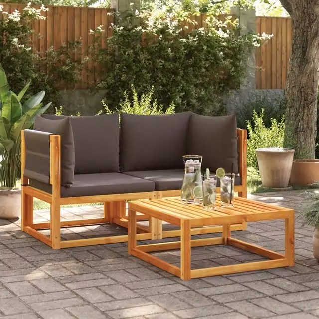 Divani da Giardino Angolari con Cuscini 2 pz in Legno di Acacia 3278830