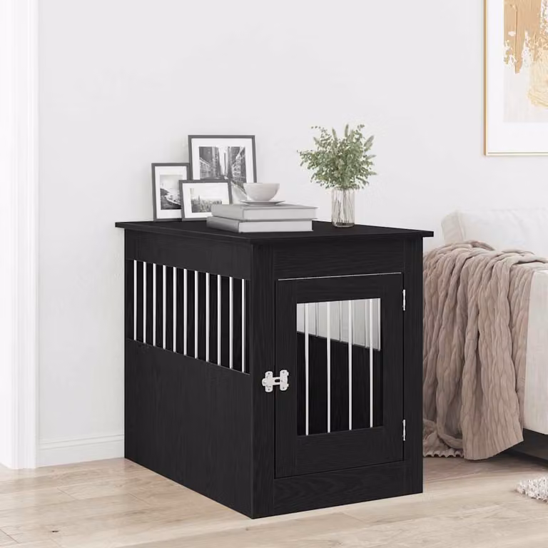Mobile per cuccia per cani vidaXL in legno ingegnerizzato, Rovere Nero, L 55 cm x P 80 cm x H 68 cm