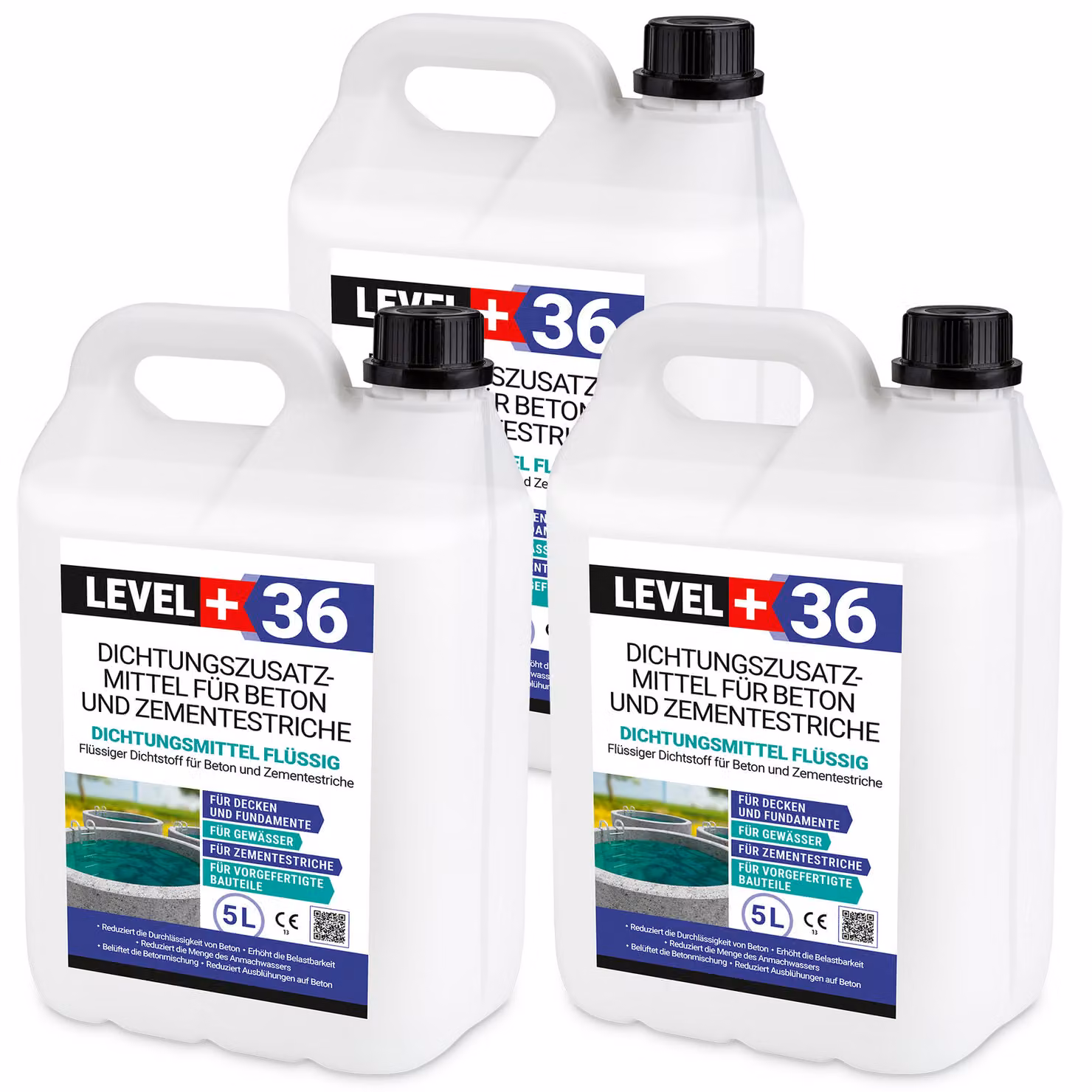 Plastificante impermeabilizzante per calcestruzzo per massetti e rasanti 15L Level+36