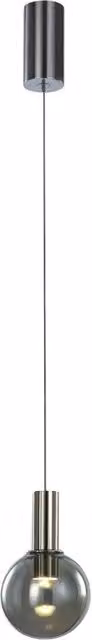 Lampada a sospensione LED Italux Aria in metallo e vetro cromo con luce bianca calda Ø10 cm