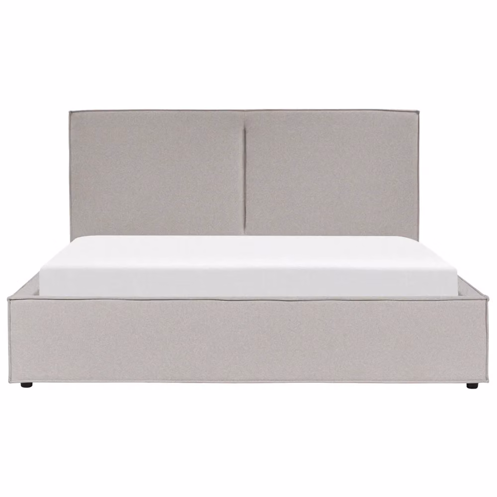 Letto King Size Beliani con Contenitore e Doghe in Legno, Rivestimento in Tessuto Grigio, L/P: 180 x 200 cm – 2