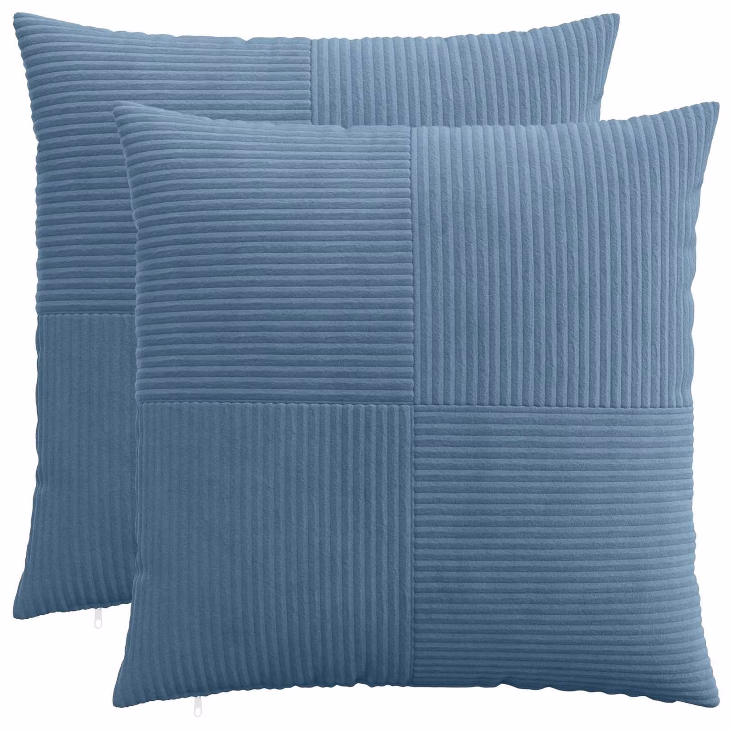 Set di 2 federe vidaXL ALMELO blu in velluto a coste, L 80 x L 80 cm