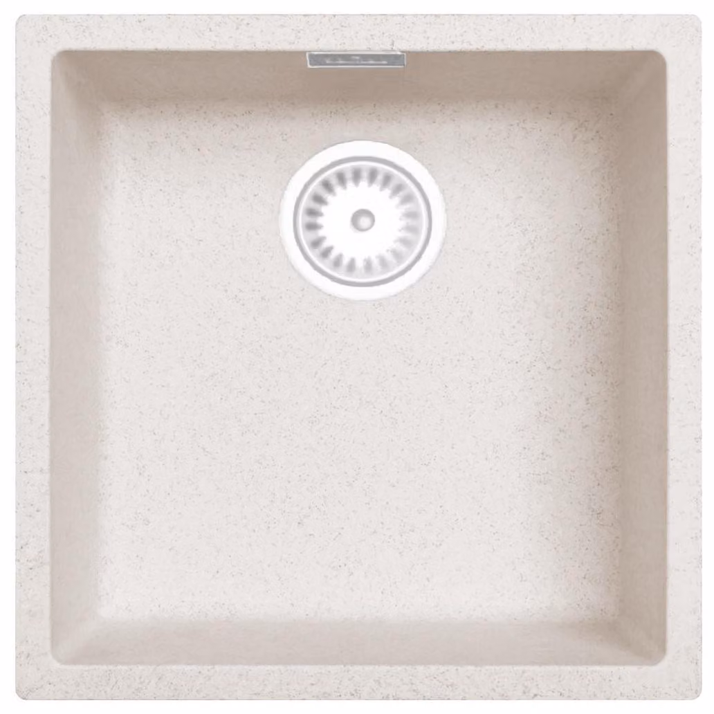 Lavello da cucina 40x40 cm, colore sand beige, da incasso, con finitura bianca "Pure.Sink"