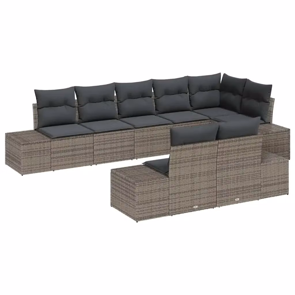 Set Divano da Giardino vidaXL 8 pz Grigio con Cuscini in Polyrattan e Struttura in Metallo – 2