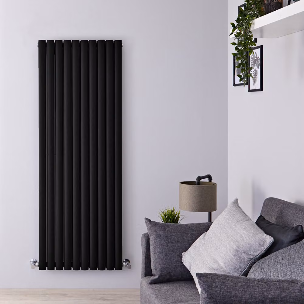 Radiatore Termosifone Revive in Acciaio Nero Opaco L: 160 cm, H: 59 cm