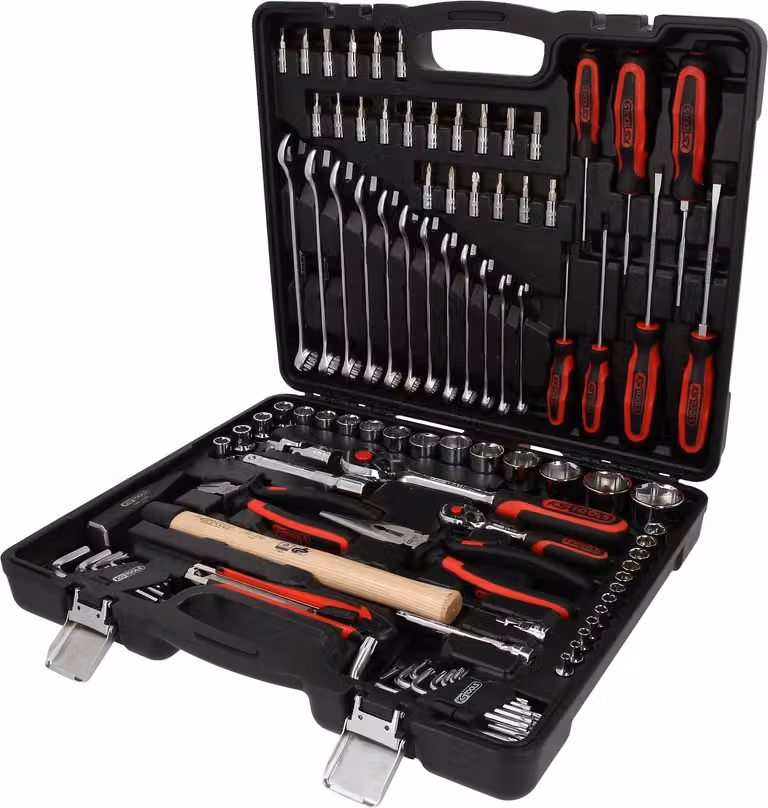 Cassetta degli attrezzi da 97 pezzi - Set di chiavi a cricchetto da 1/4" e 1/2" in acciaio cromo-vanadio