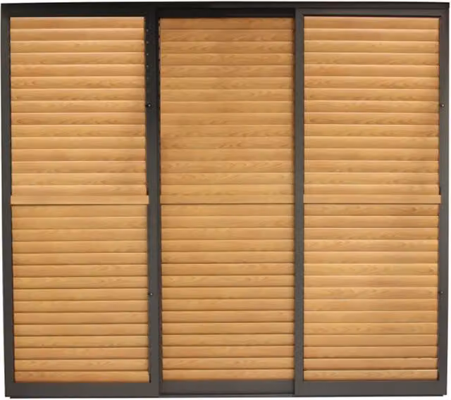 Laterale scorrevole con lamelle in alluminio marrone per pergola bioclimatica COSMA, L: 3 m