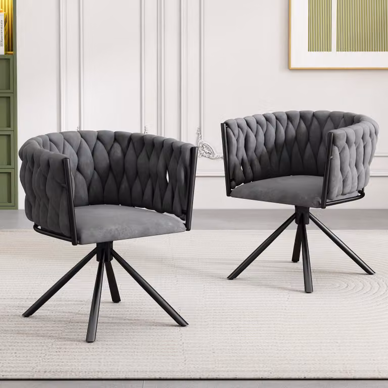 STILVORA Sedia da pranzo, set da 2, sedia girevole per il tempo libero con quattro gambe di supporto in metallo, funzione girevole a 360°, per soggiorno e camera da letto, velluto