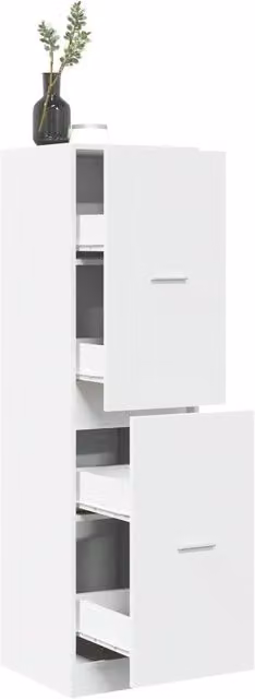 Armadietto da Farmacia vidaXL Bianco con Ripiani e Cassetti, L/P/H: 40 x 41 x 144,5 cm