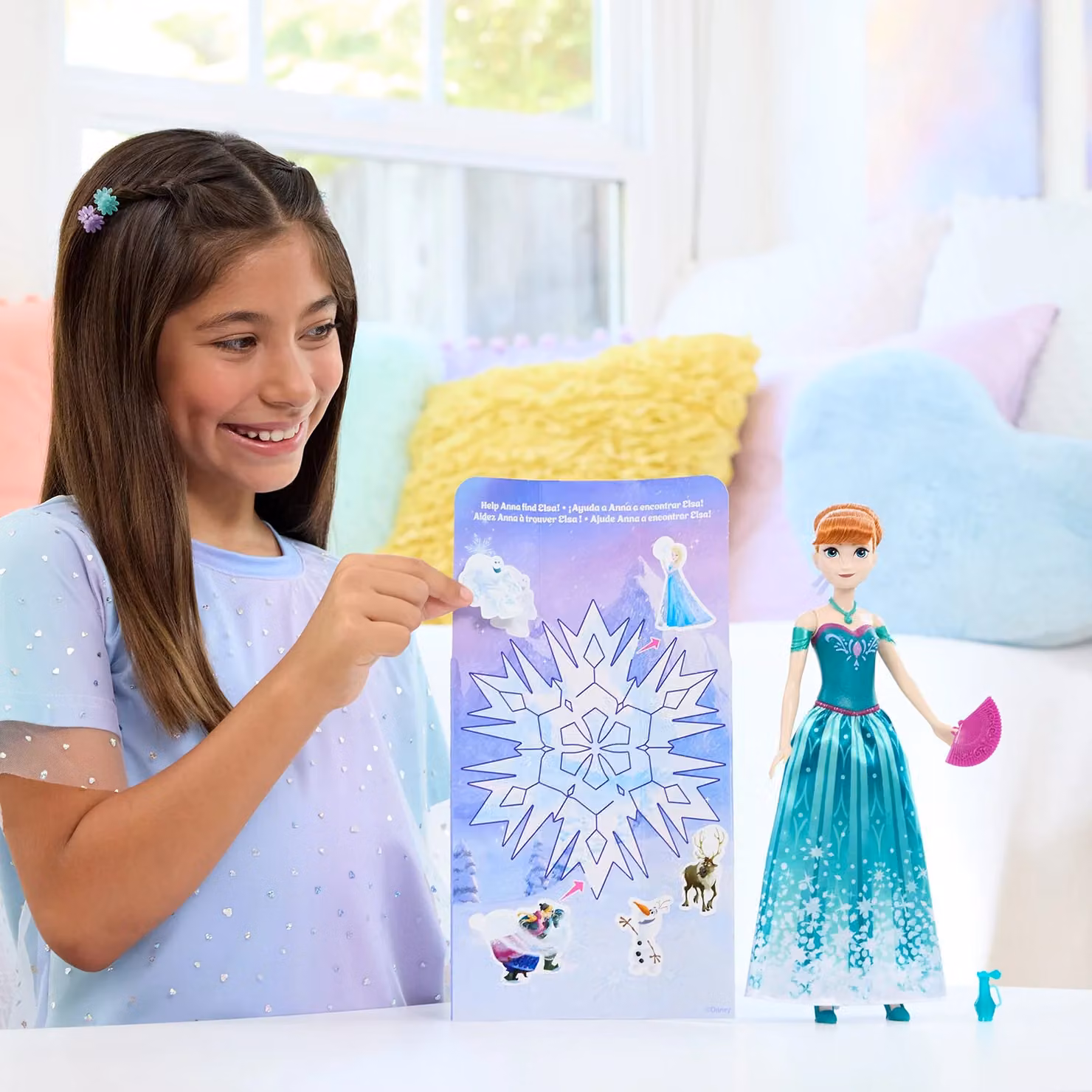 Mattel Disney Frozen Spin & Reveal Anna Bambola Multicolore con 11 Sorprese e Accessori – 2