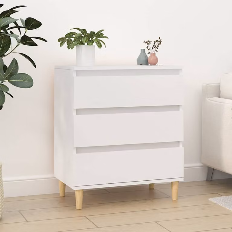 Credenza moderna vidaXL in legno e MDF, colore bianco/beige, L: 60 cm, P: 35 cm, H: 70 cm